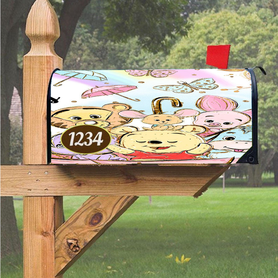 Glitter Winnie The Pooh Magnetic Mailbox Cover 18" X 21" Outdoor Decor