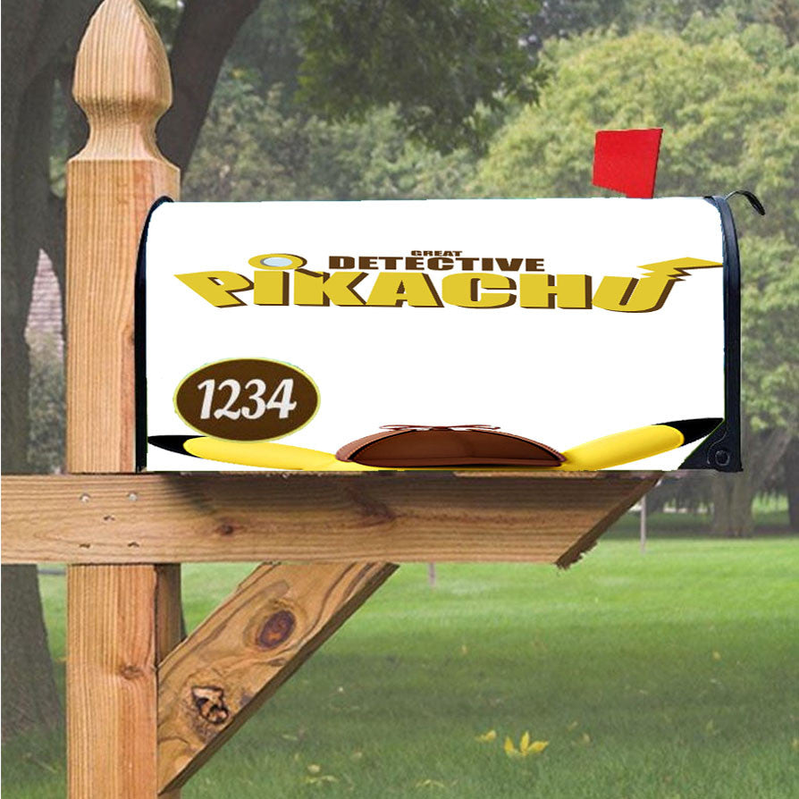 Great Detective Pikachu Magnetic Mailbox Cover 18" X 21" Outdoor Decor