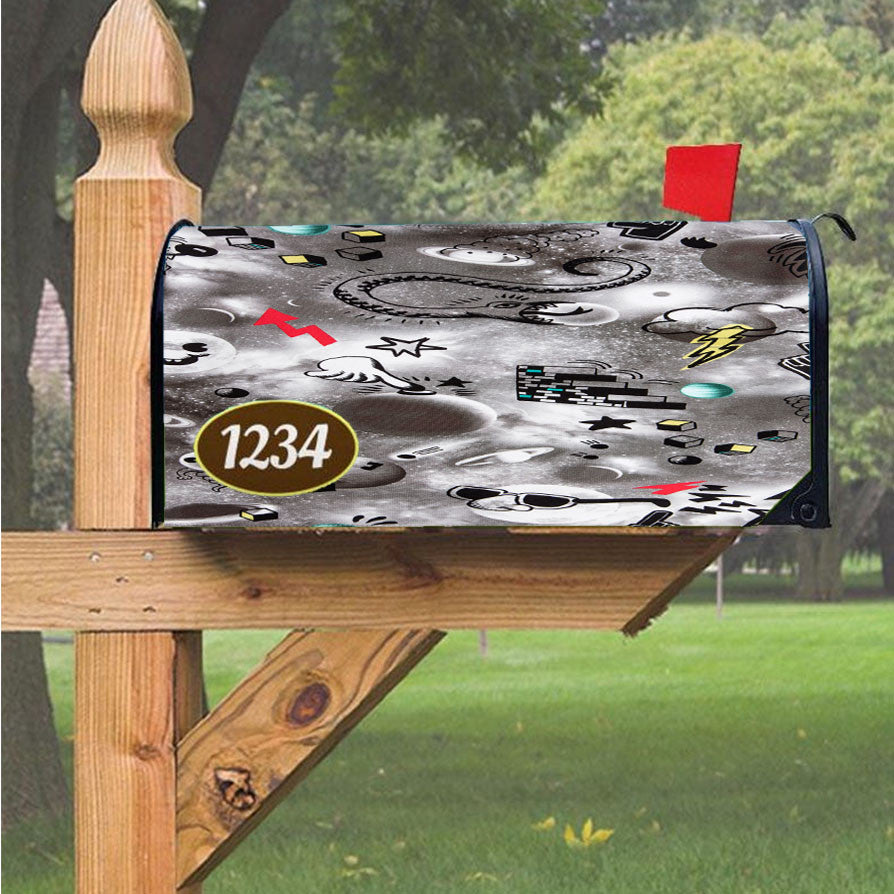 Grey Elmo At Galaxy Magnetic Mailbox Cover 18" X 21" Outdoor Decor