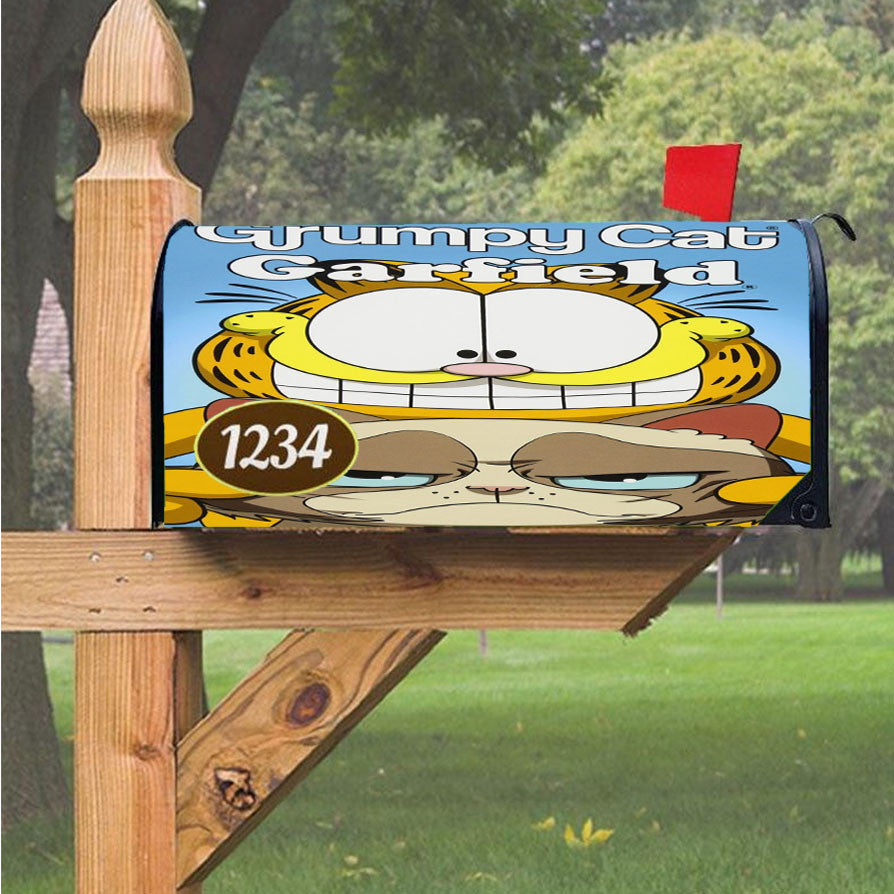 Grumpy Cat And Garfield Magnetic Mailbox Cover 18" X 21" Outdoor Decor