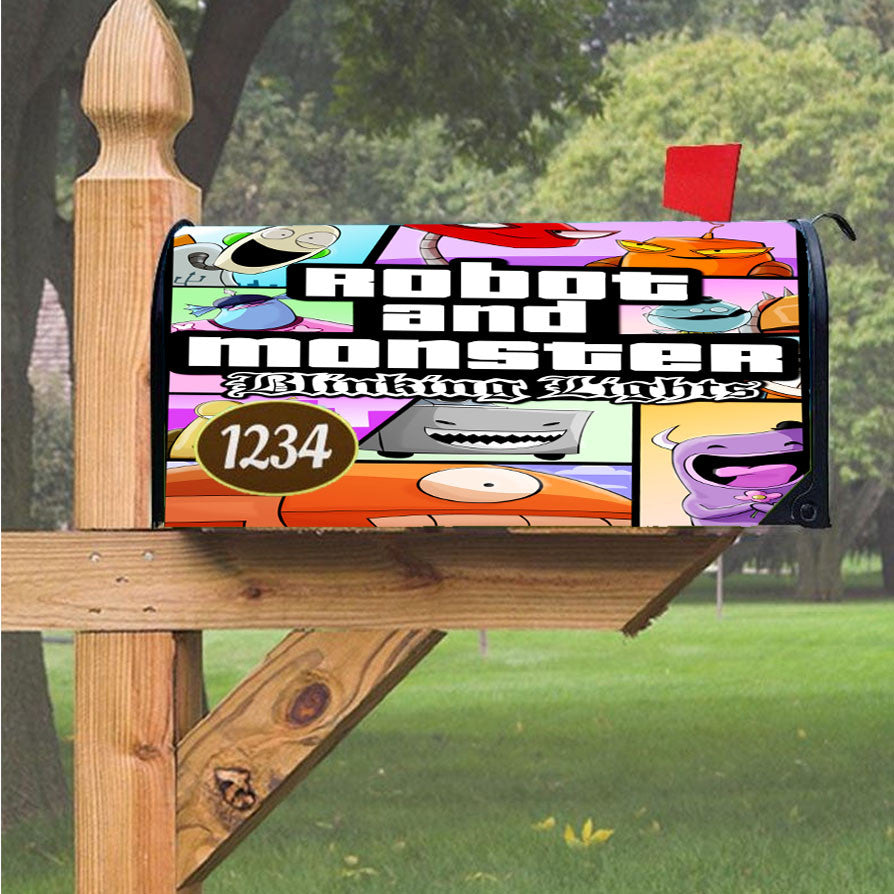 Gta Robot Monster Blinking Magnetic Mailbox Cover 18" X 21" Outdoor Decor
