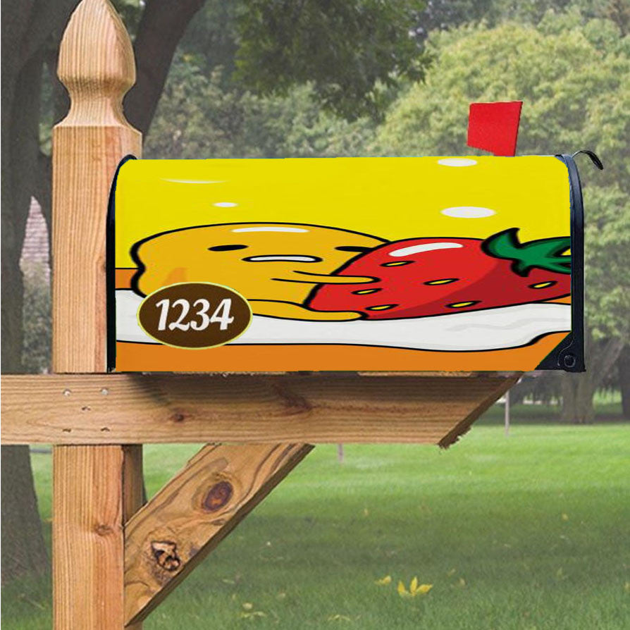 Gudetama With Strawberry Magnetic Mailbox Cover 18" X 21" Outdoor Decor