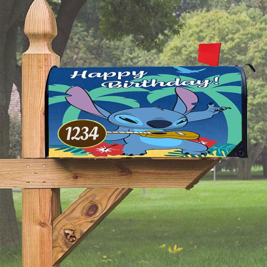 Happy Birthday Stitch Magnetic Mailbox Cover 18" X 21" Outdoor Decor