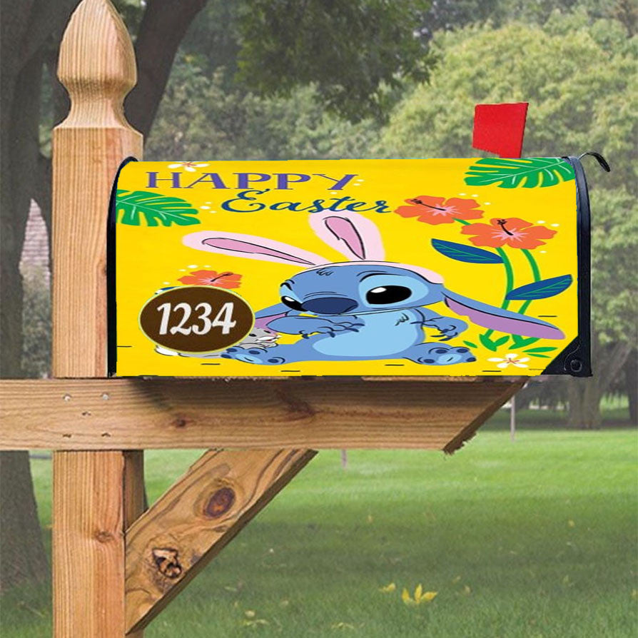Happy Easter Stitch Magnetic Mailbox Cover 18" X 21" Outdoor Decor