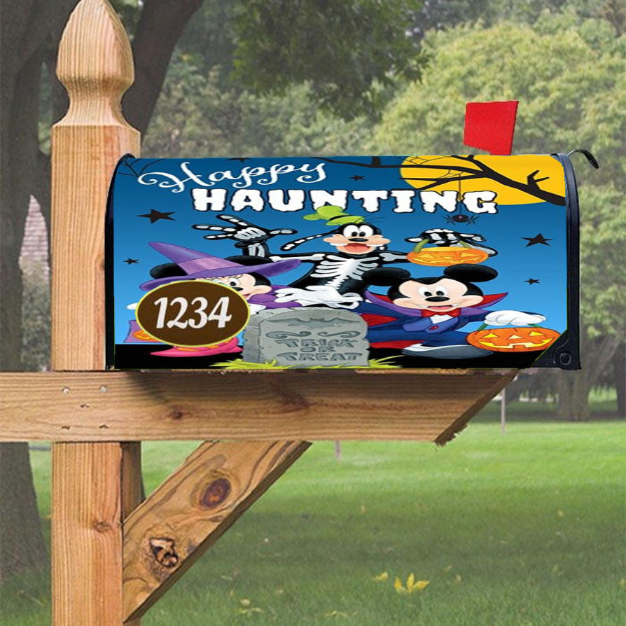 Happy Haunting Disney Gang Magnetic Mailbox Cover 18" X 21" Outdoor Decor