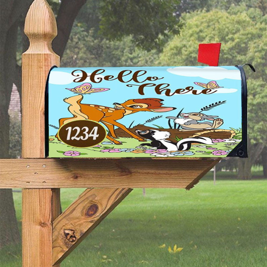 Hello There Spring Bambi Magnetic Mailbox Cover 18" X 21" Outdoor Decor