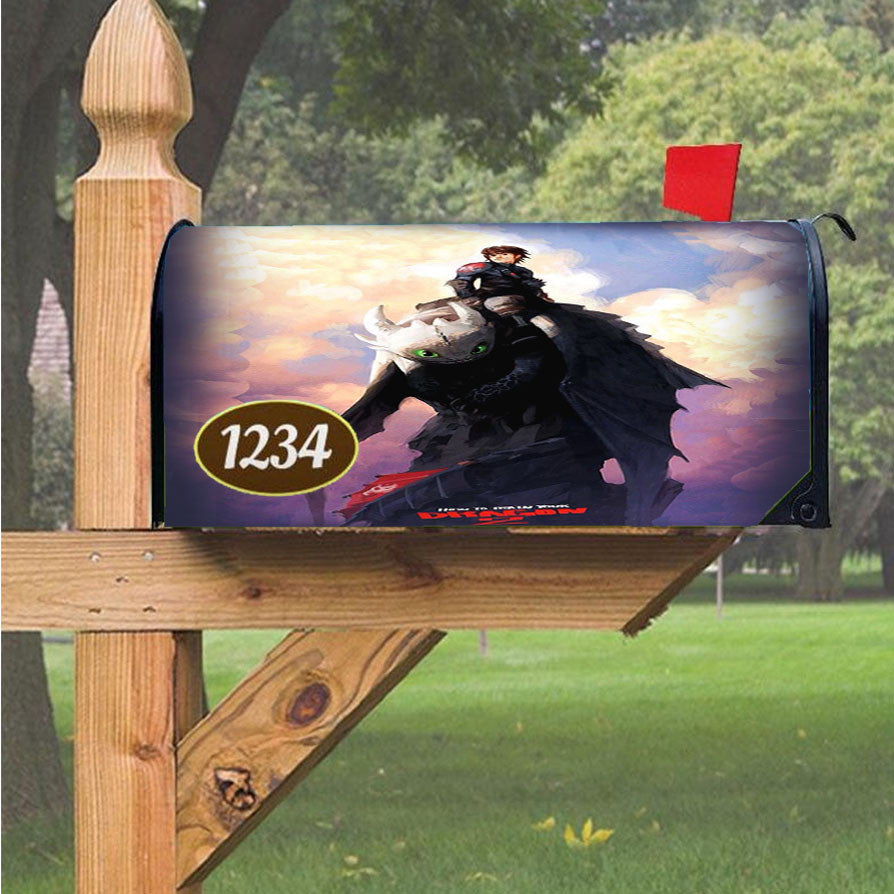 Hiccup And Toothless Magnetic Mailbox Cover 18" X 21" Outdoor Decor