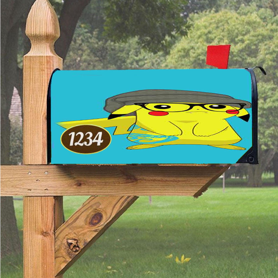 Hipster Pikachu Magnetic Mailbox Cover 18" X 21" Outdoor Decor
