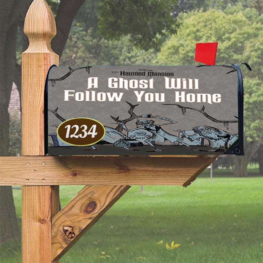 Hitchhiking Ghosts Haunted Mansion Magnetic Mailbox Cover 18" X 21" Outdoor Decor