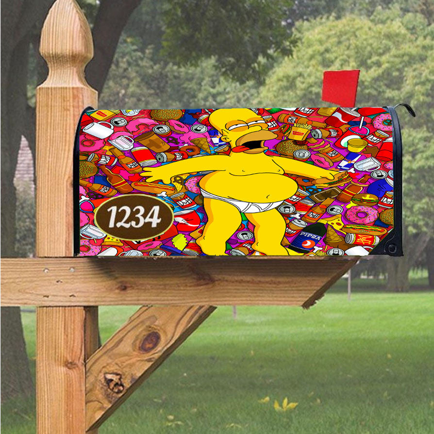 Homer Faint Simpson Cartoon Magnetic Mailbox Cover 18" X 21" Outdoor Decor
