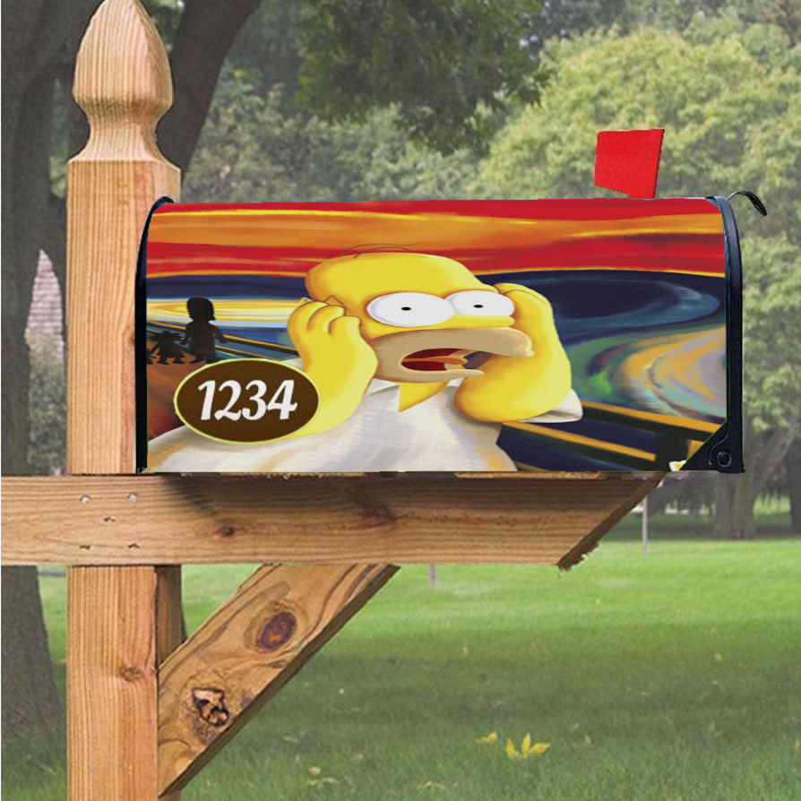 Homer Simpson Scary Paint Magnetic Mailbox Cover 18" X 21" Outdoor Decor