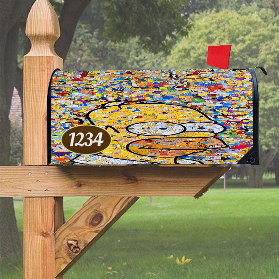 Homer The Simpson Collage Magnetic Mailbox Cover 18" X 21" Outdoor Decor