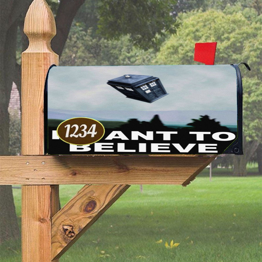 I Want To Believe Tardis Box Magnetic Mailbox Cover 18" X 21" Outdoor Decor