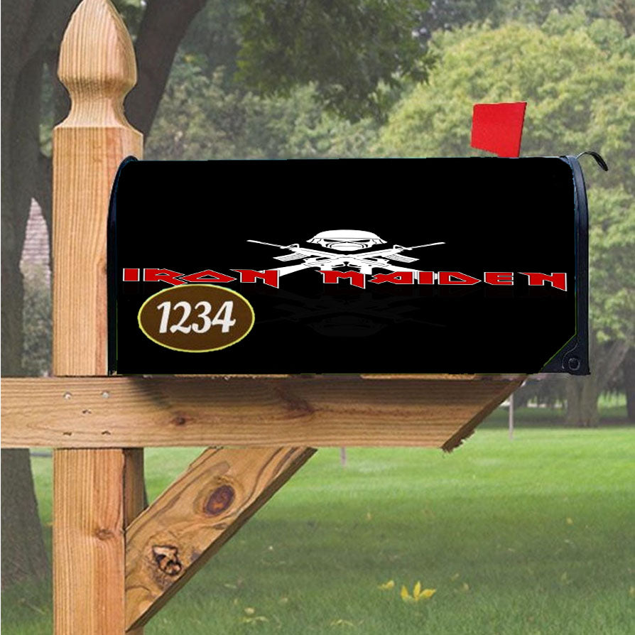 Iron Maiden Logo Wallpaper Magnetic Mailbox Cover 18" X 21" Outdoor Decor