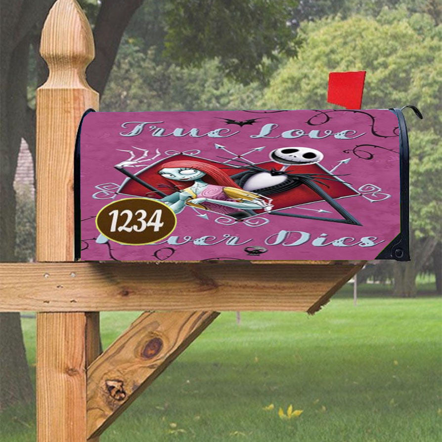 Jack & Sally True Love Never Dies Magnetic Mailbox Cover 18" X 21" Outdoor Decor