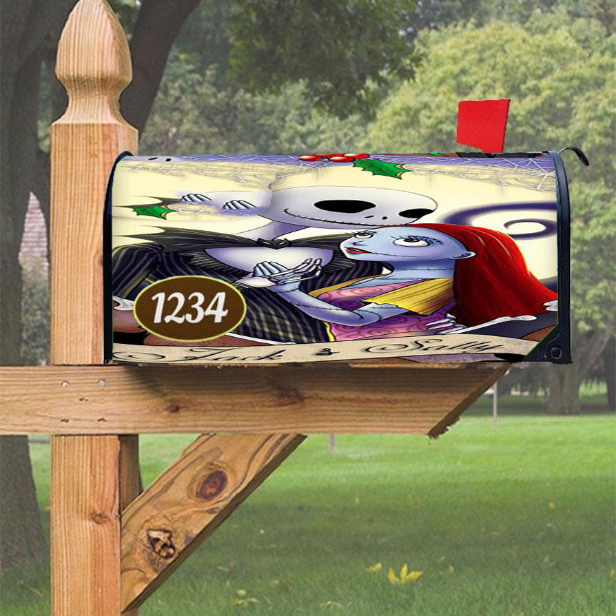 Jack And Sally Nightmare Magnetic Mailbox Cover 18" X 21" Outdoor Decor