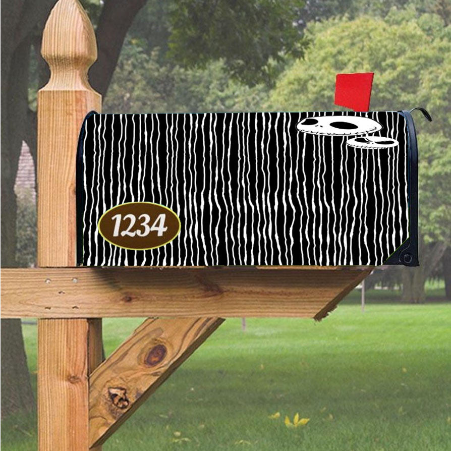 Jack Skellington Skull Stripe Magnetic Mailbox Cover 18" X 21" Outdoor Decor