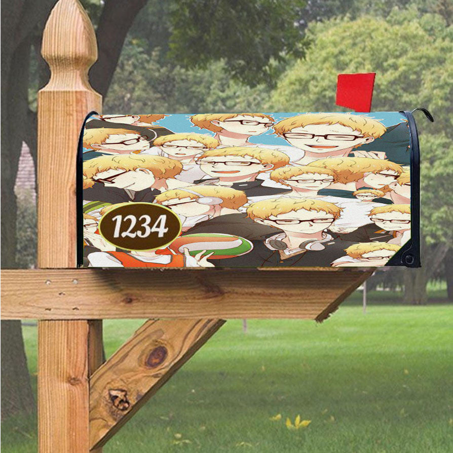 Kei Tsukishima Haikyuu Collage Magnetic Mailbox Cover 18" X 21" Outdoor Decor