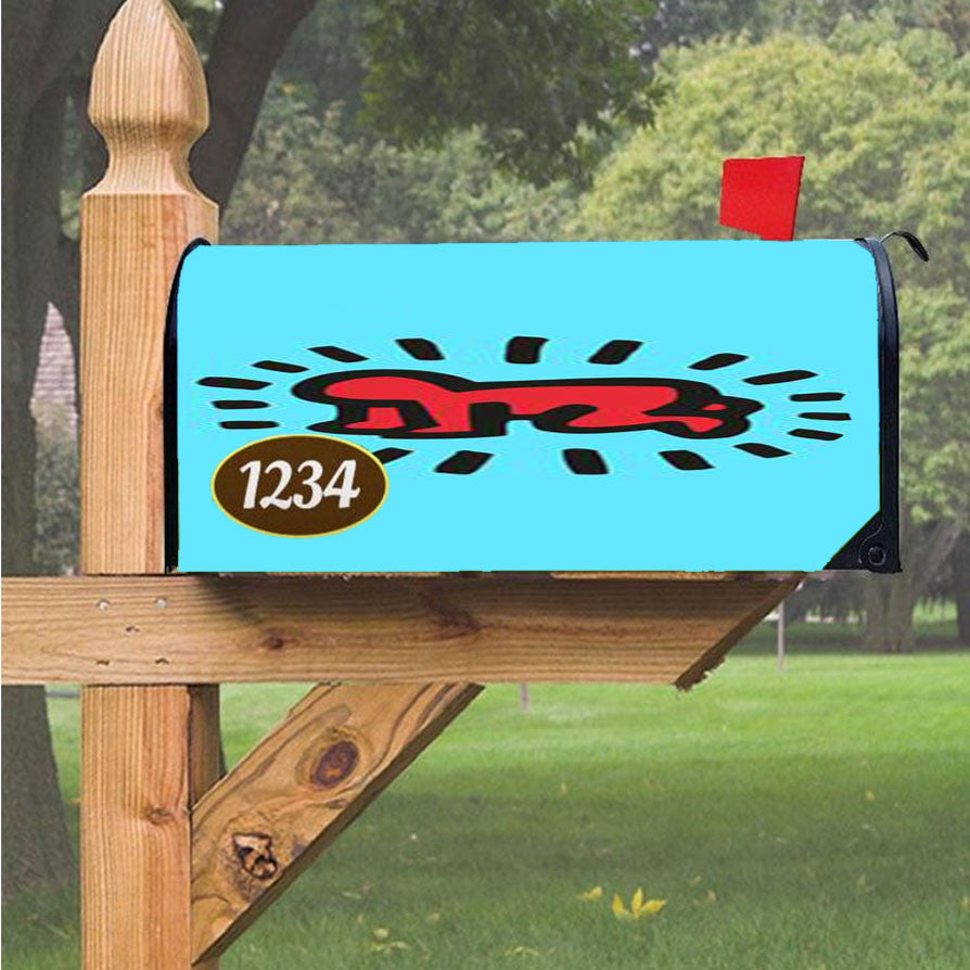 Keith Haring Blue Magnetic Mailbox Cover 18" X 21" Outdoor Decor