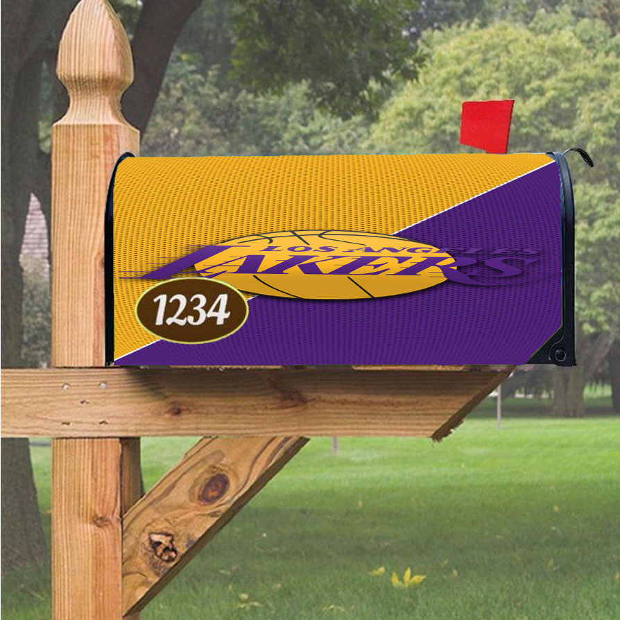 Lakers Team Yellow Purple Magnetic Mailbox Cover 18" X 21" Outdoor Decor