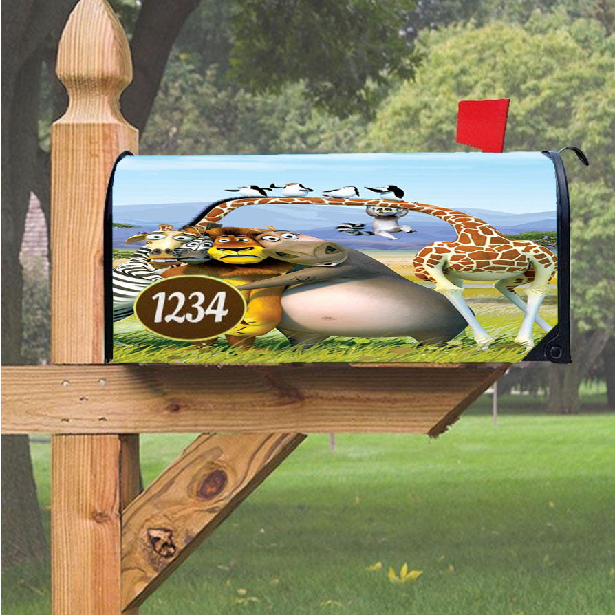 Madagascar Zoo Magnetic Mailbox Cover 18" X 21" Outdoor Decor