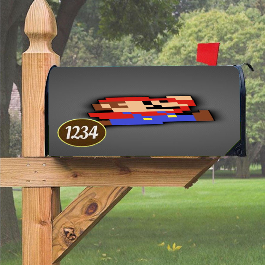 Mario Cap Mustache Magnetic Mailbox Cover 18" X 21" Outdoor Decor