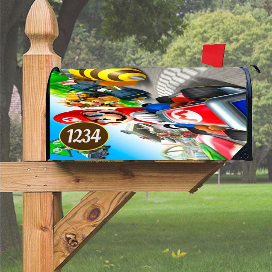 Mario Kart Tour Race Magnetic Mailbox Cover 18" X 21" Outdoor Decor