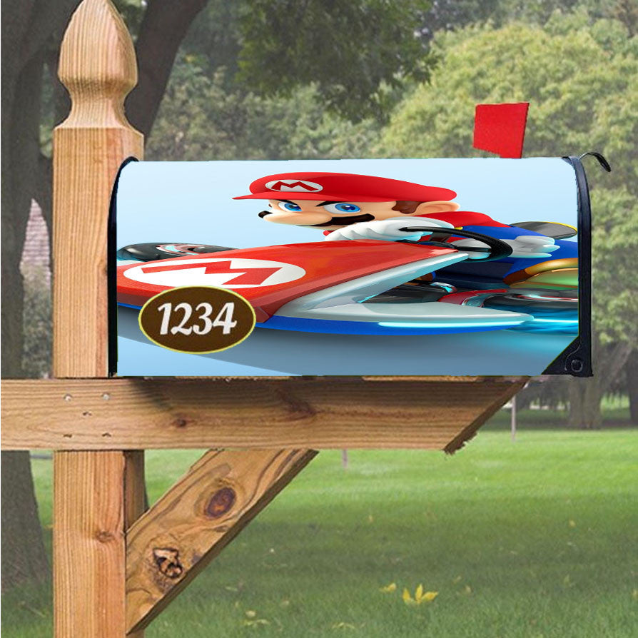 Mario Racing Car Magnetic Mailbox Cover 18" X 21" Outdoor Decor