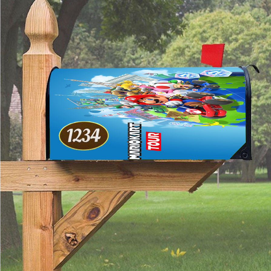 Mariokart Tour Nintendo Wallpaper Magnetic Mailbox Cover 18" X 21" Outdoor Decor