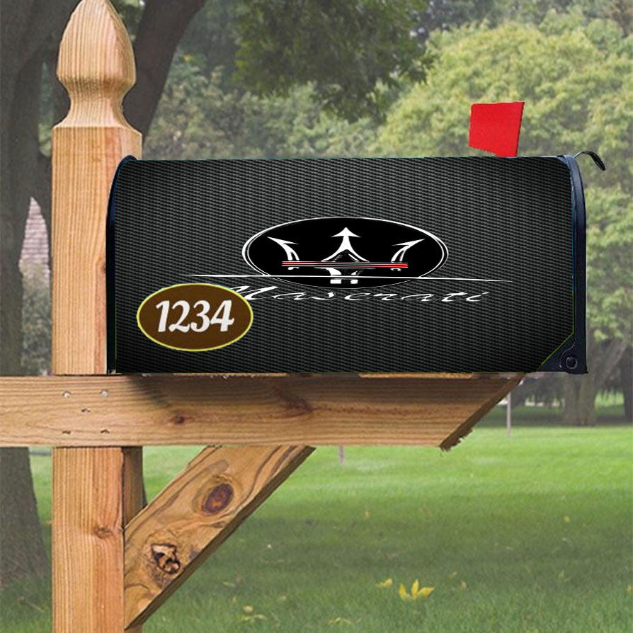 Maserati Logo Carbon Fiber Magnetic Mailbox Cover 18" X 21" Outdoor Decor