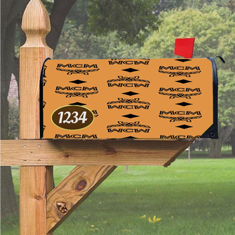 Mcm World Wide Brown Leather Pattern Magnetic Mailbox Cover 18" X 21" Outdoor Decor