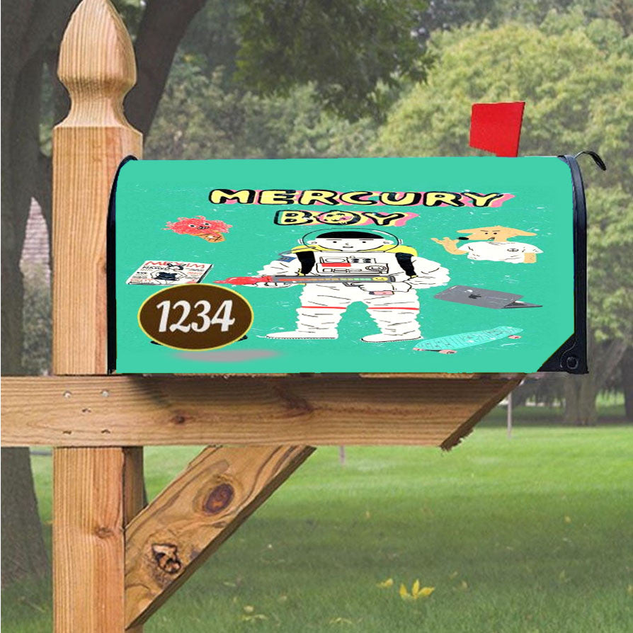 Mercury Boy Brave Spaceman Universe Magnetic Mailbox Cover 18" X 21" Outdoor Decor