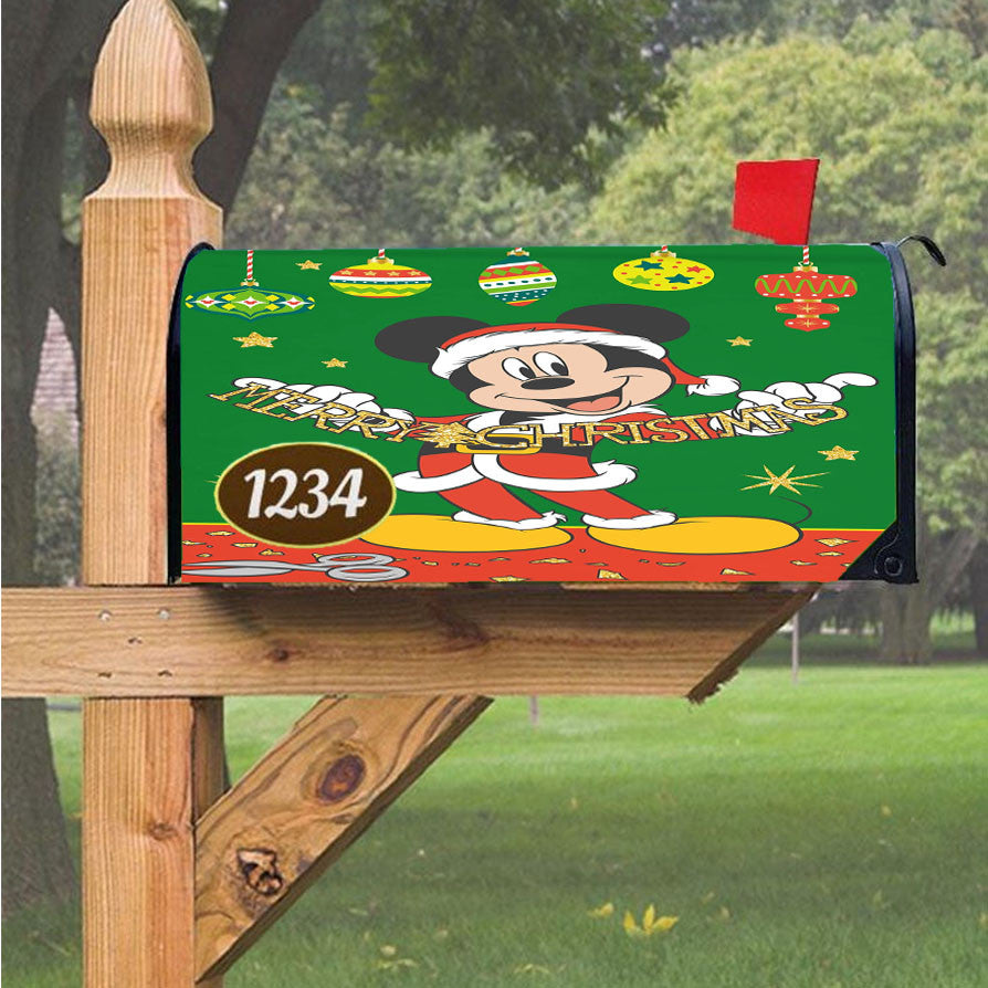 Merry Christmas Cutout Mickey Magnetic Mailbox Cover 18" X 21" Outdoor Decor