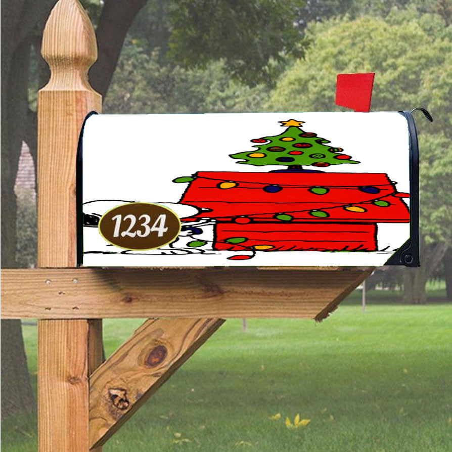 Merry Christmas Snoopy Magnetic Mailbox Cover 18" X 21" Outdoor Decor