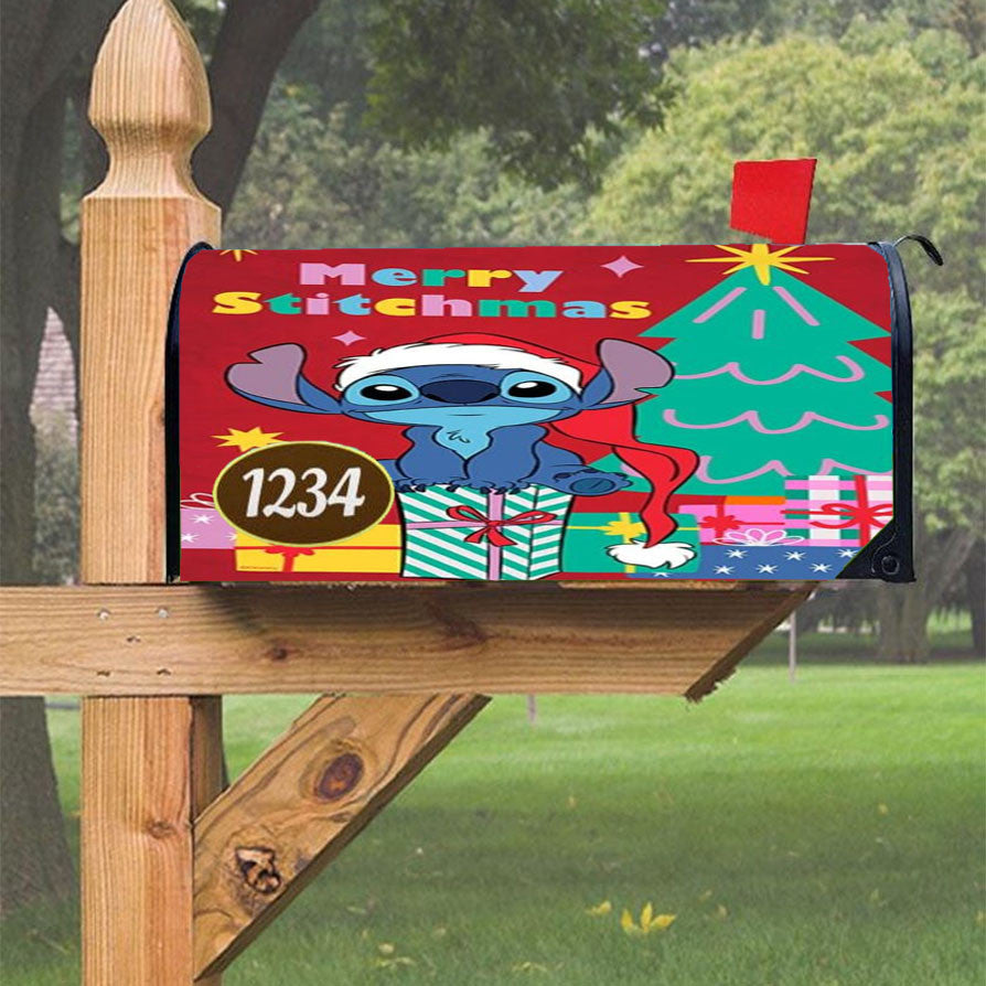 Merry Stitchmas Stitch Magnetic Mailbox Cover 18" X 21" Outdoor Decor