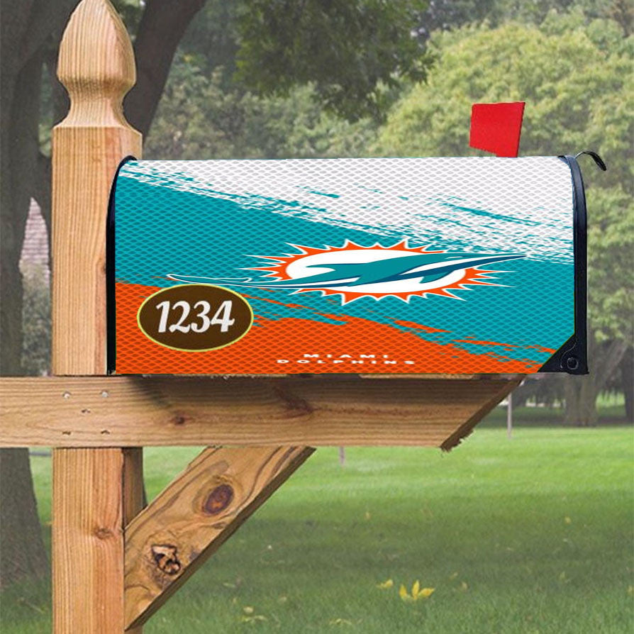 Miami Dolphins 9Th Magnetic Mailbox Cover 18" X 21" Outdoor Decor