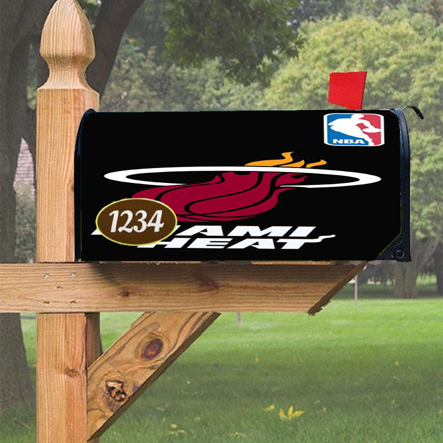 Miami Heat Nba Unique Magnetic Mailbox Cover 18" X 21" Outdoor Decor