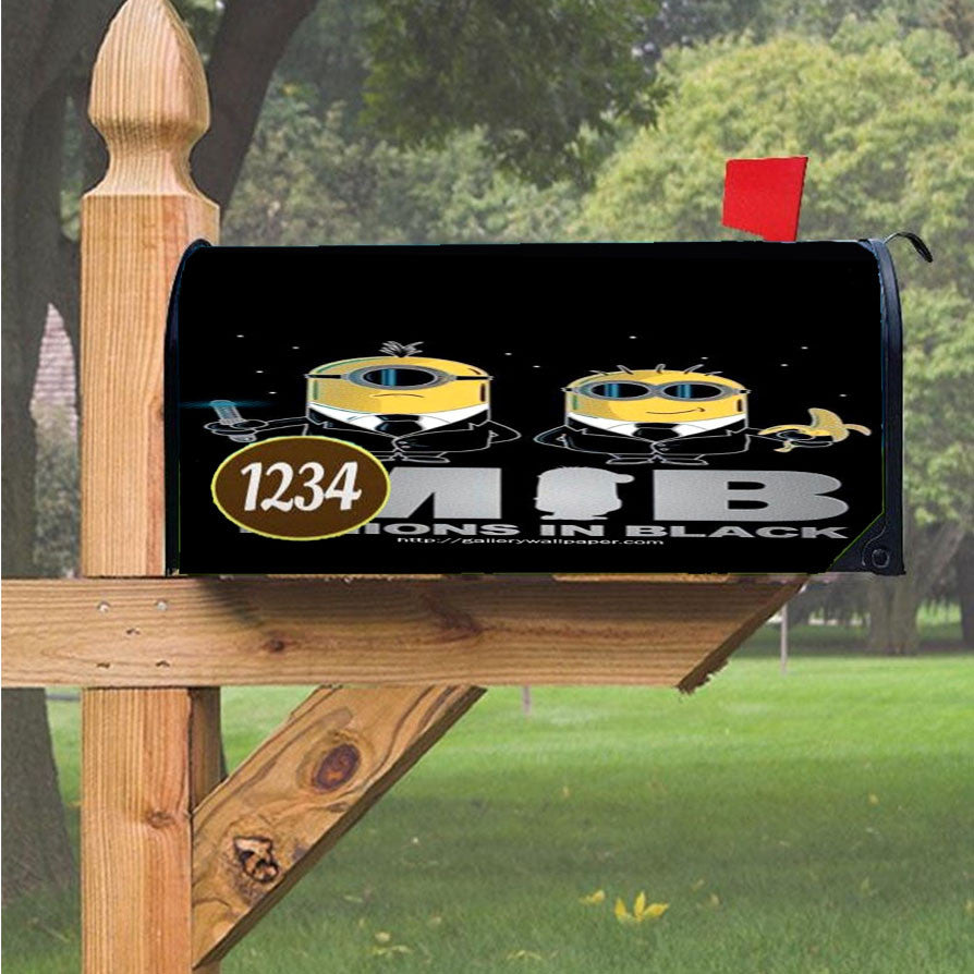 Mib Minions In Black Magnetic Mailbox Cover 18" X 21" Outdoor Decor