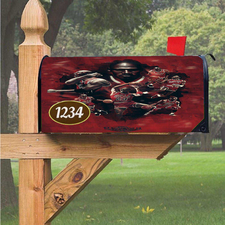 Michael Jordon Red Magnetic Mailbox Cover 18" X 21" Outdoor Decor