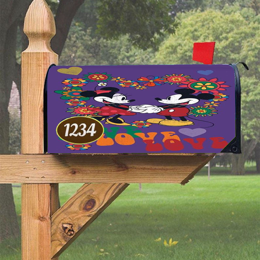 Mickey & Minnie Retro Love Magnetic Mailbox Cover 18" X 21" Outdoor Decor
