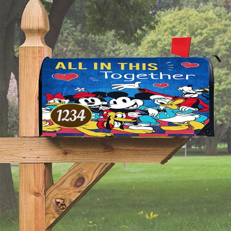 Mickey And Friends Together Magnetic Mailbox Cover 18" X 21" Outdoor Decor