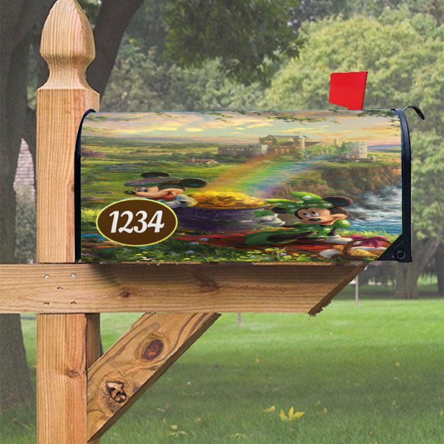 Mickey And Minnie Ireland Magnetic Mailbox Cover 18" X 21" Outdoor Decor