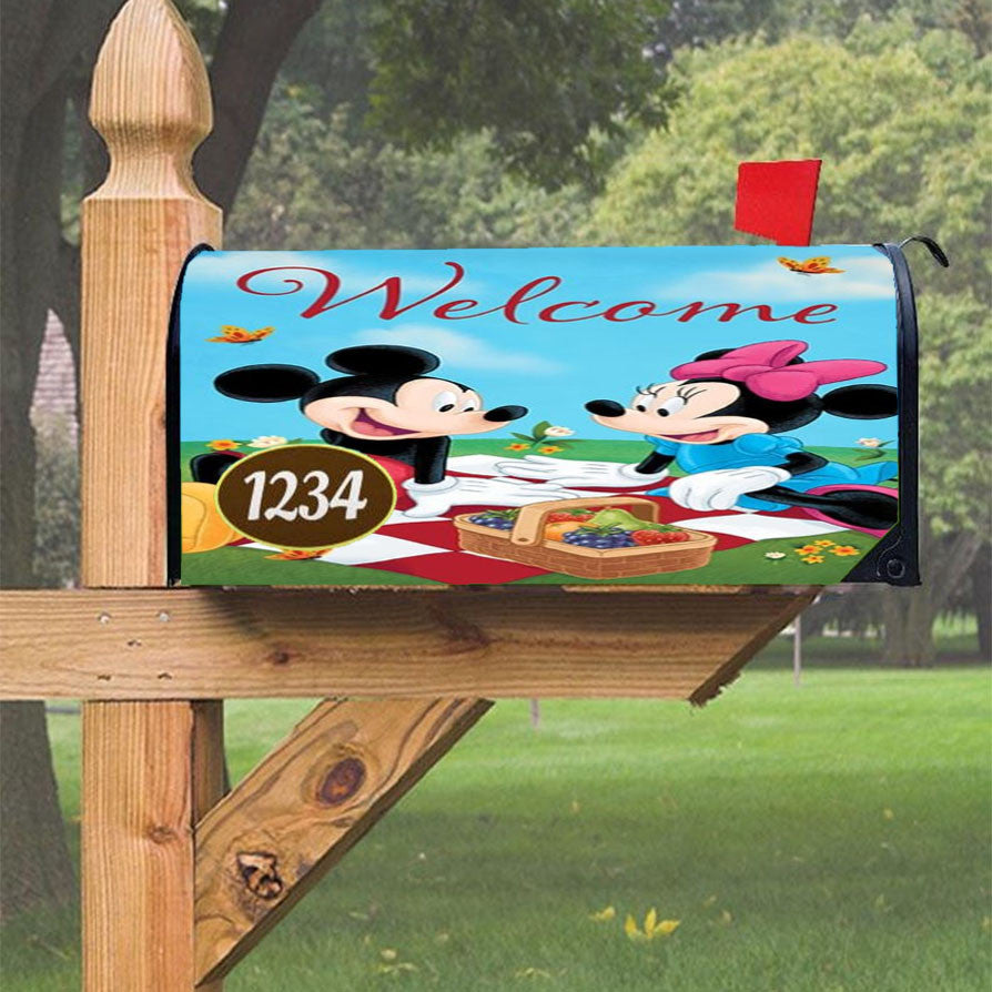 Mickey And Minnie Picnic Magnetic Mailbox Cover 18" X 21" Outdoor Decor