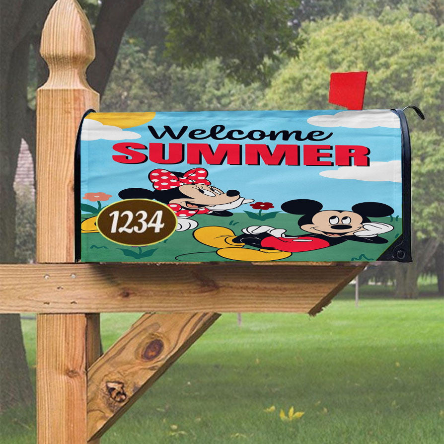 Mickey And Minnie Summer Magnetic Mailbox Cover 18" X 21" Outdoor Decor