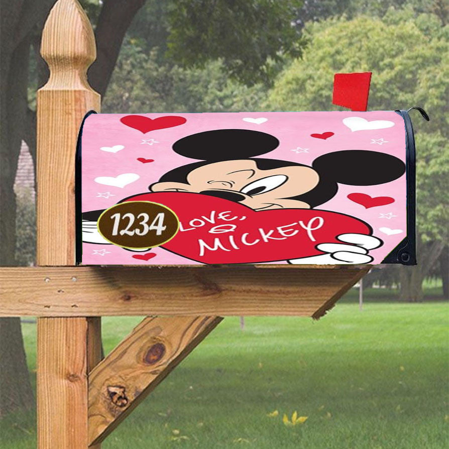 Mickey Heart You Magnetic Mailbox Cover 18" X 21" Outdoor Decor