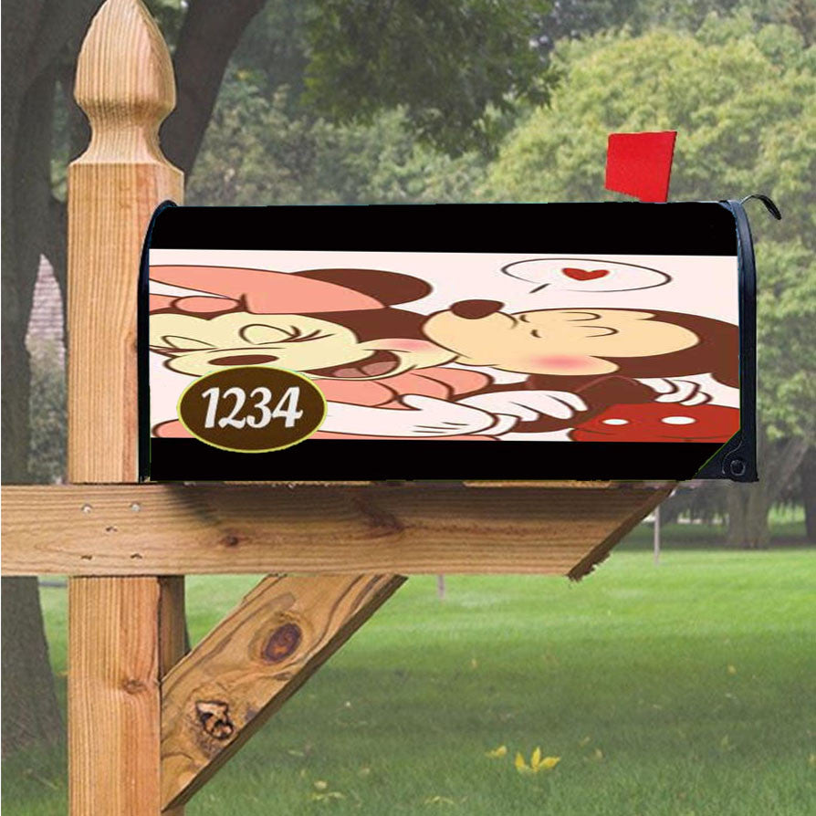 Mickey Minnie Cheek Kiss Magnetic Mailbox Cover 18" X 21" Outdoor Decor