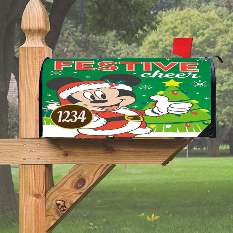 Mickey Mouse Festive Cheer Magnetic Mailbox Cover 18" X 21" Outdoor Decor