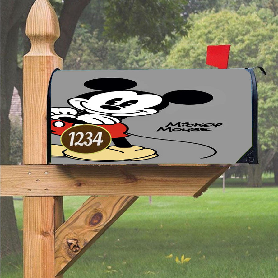 Mickey Mouse Gray Wallpaper Magnetic Mailbox Cover 18" X 21" Outdoor Decor