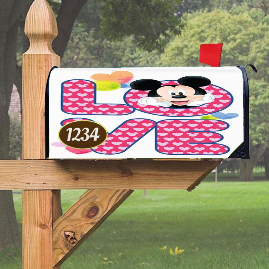 Mickey Mouse Love Magnetic Mailbox Cover 18" X 21" Outdoor Decor