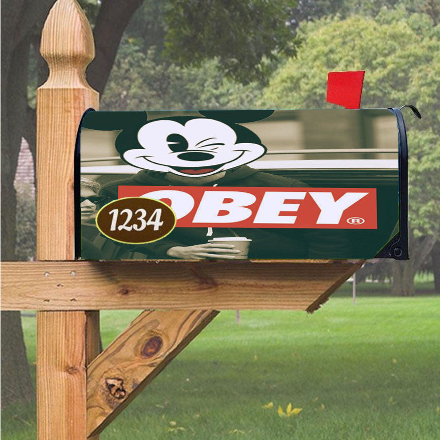 Mickey Mouse Obey Magnetic Mailbox Cover 18" X 21" Outdoor Decor